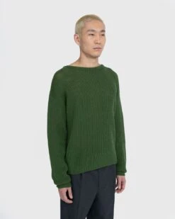Auralee – Hard Twist Wool Rib Knit Boat Neck Pullover Green -Acne Studios Clothing 02.15.23 On Model Au 9z 1OWCs