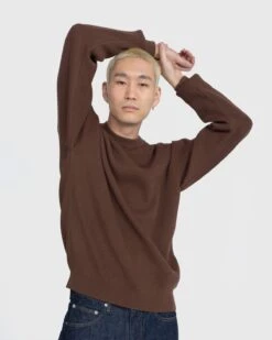 Auralee – Super Hard Twist Rib Knit Cardigan Brown -Acne Studios Clothing 02.15.23 On Model Au E7 s bB4