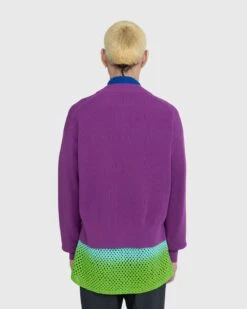 Auralee – Super Hard Twist Rib Knit Cardigan Purple -Acne Studios Clothing 02.15.23 On Model Au G EB5oR2