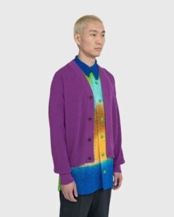 Auralee – Super Hard Twist Rib Knit Cardigan Purple -Acne Studios Clothing 02.15.23 On Model Au JYU4b5 4