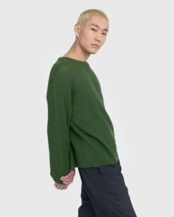 Auralee – Hard Twist Wool Rib Knit Boat Neck Pullover Green -Acne Studios Clothing 02.15.23 On Model Au lHGewo2b