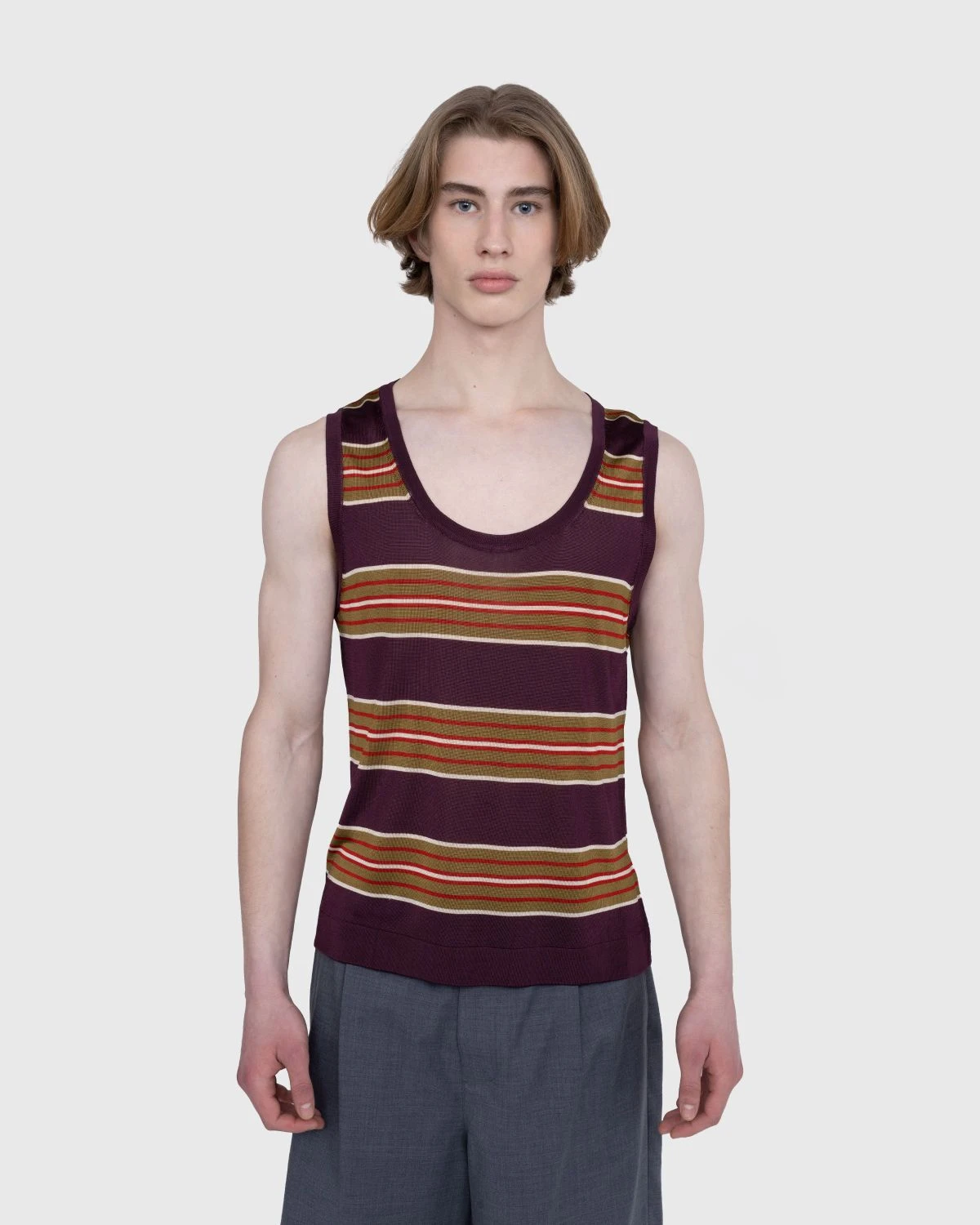 Dries Van Noten – Milenco Striped Tank Top Burgundy 2 Dries Van Noten – Milenco Striped Tank Top Burgundy - Image 2