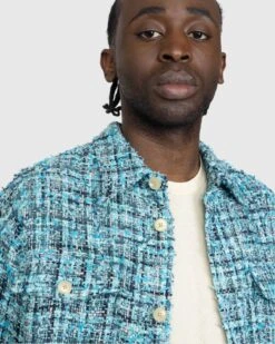 Auralee – Homespun Summer Tweed Shirts Blouson Light Blue/Navy -Acne Studios Clothing 05.10.23 Auralee Ove n93dGKe1