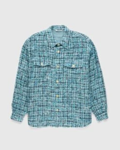Auralee – Homespun Summer Tweed Shirts Blouson Light Blue/Navy