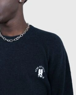 Acne Studios – Embroidered Logo Crewneck Dark Navy Melange -Acne Studios Clothing Acne 1017 pqW2QJuz