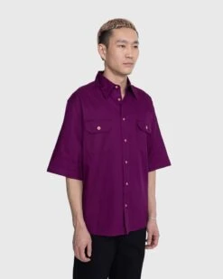 Acne Studios – Short-Sleeve Button-Up Shirt Purple -Acne Studios Clothing Acne SS2310023 Fv9gwI2b