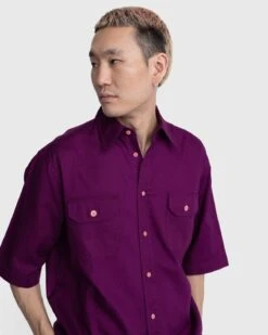 Acne Studios – Short-Sleeve Button-Up Shirt Purple -Acne Studios Clothing Acne SS2310041 afhvbWSt