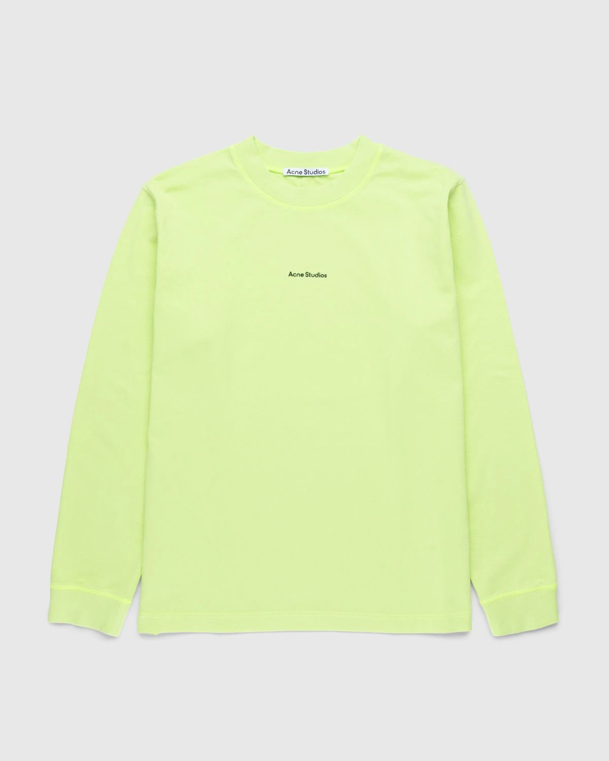 Acne Studios – Organic Cotton Logo Longsleeve T-Shirt Fluo Green 1 Acne Studios – Organic Cotton Logo Longsleeve T-Shirt Fluo Green