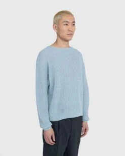 Auralee – Hard Twist Wool Rib Knit Boat Neck Pullover Blue -Acne Studios Clothing Acronym AGR2179 aMPQQ6PI