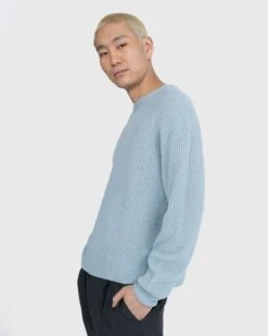 Auralee – Hard Twist Wool Rib Knit Boat Neck Pullover Blue -Acne Studios Clothing Acronym AGR2188 wloxg8k