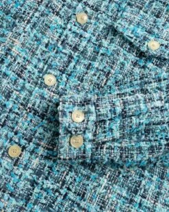 Auralee – Homespun Summer Tweed Shirts Blouson Light Blue/Navy -Acne Studios Clothing Auralee Overshirt Bl 4MuG4qia