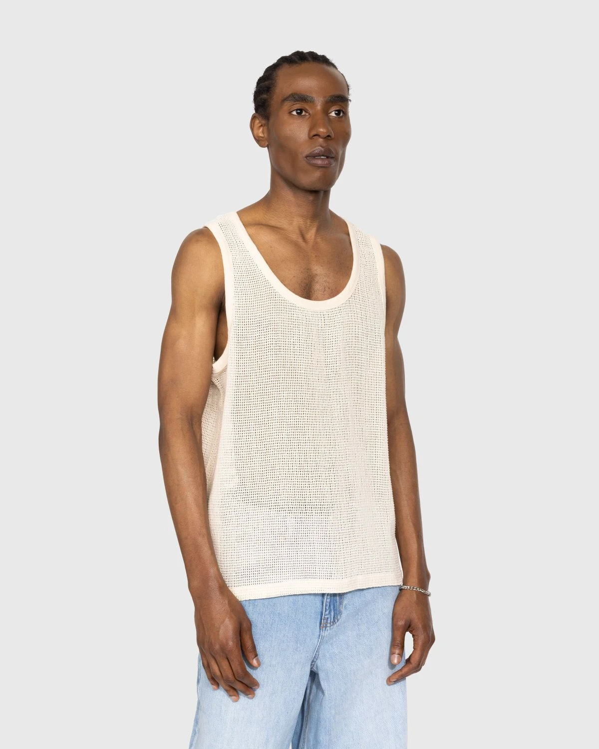 Highsnobiety – Cotton Mesh Knit Tank Top Eggshell 3 Highsnobiety – Cotton Mesh Knit Tank Top Eggshell - Image 3