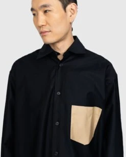 J.W. Anderson – Contrast Patch Pocket Oversized Shirt Navy Blue -Acne Studios Clothing JW Anderson Shirt Bl ximvjZxs