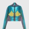Jean Paul Gaultier – Zip High Neck Longsleeve Top Blue