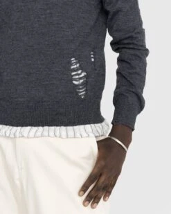 Maison Margiela – Distressed Crewneck Sweater Dark Grey -Acne Studios Clothing MaisonMargiela pullo gUY6AI3r