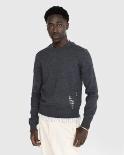 Maison Margiela – Distressed Crewneck Sweater Dark Grey -Acne Studios Clothing MaisonMargiela pullo iLM9OdWV