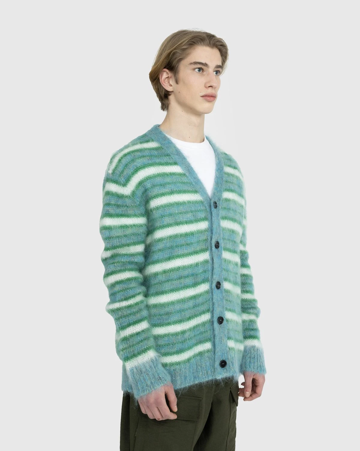 Marni – Striped Mohair Cardigan Blue 2 Marni – Striped Mohair Cardigan Blue - Image 2