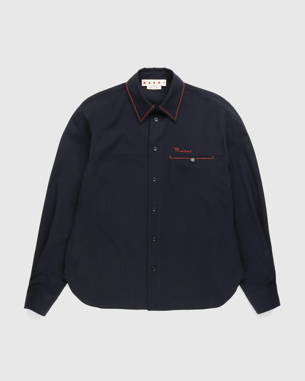 Marni – Embroidered Virgin Wool Shirt Blue 1 Marni – Embroidered Virgin Wool Shirt Blue