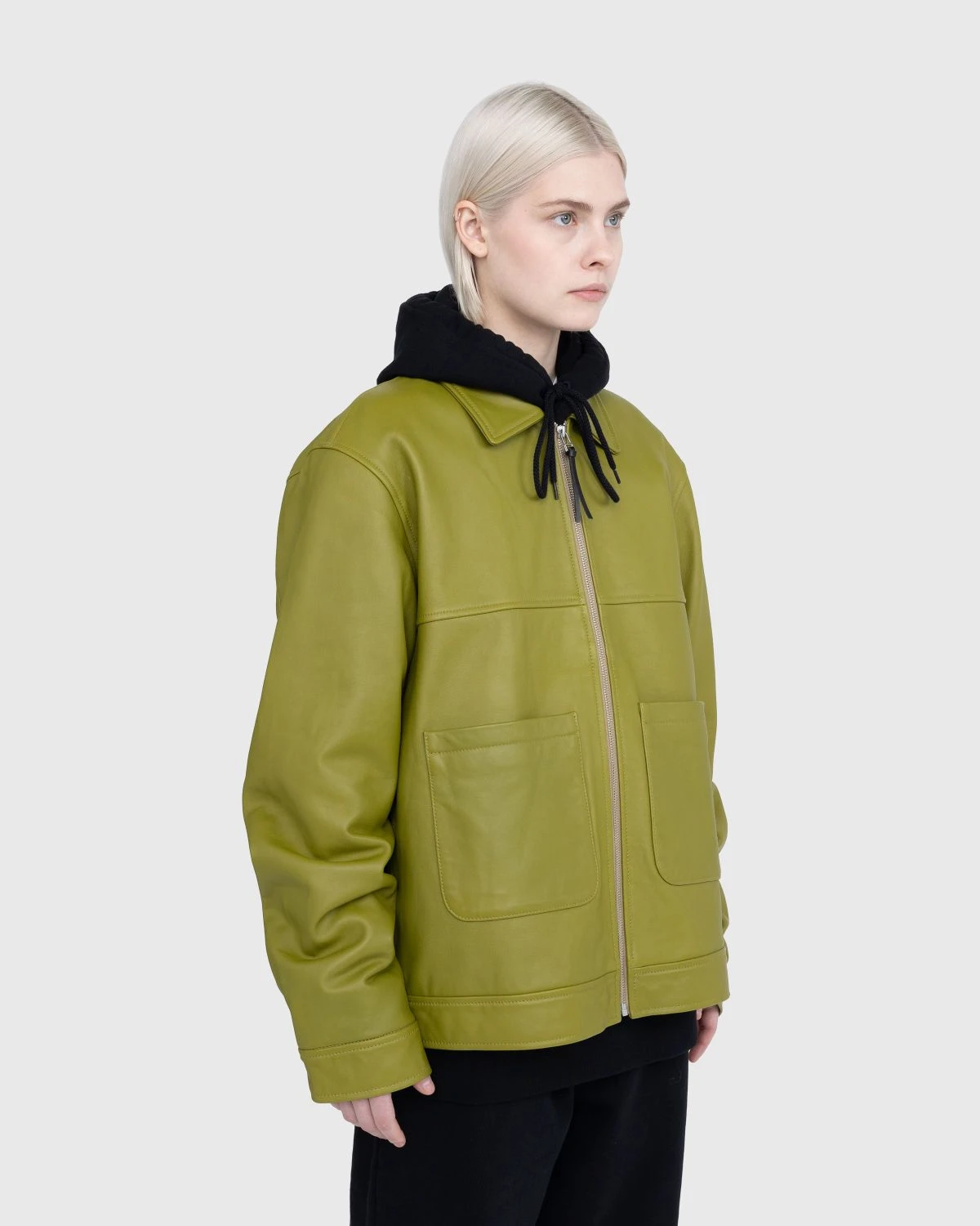 Highsnobiety – Leather Jacket Olive Green 10 Highsnobiety – Leather Jacket Olive Green - Image 10