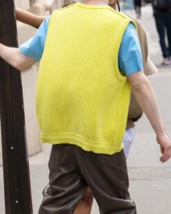 Highsnobiety – Pigment Dyed Loose Knit Sweater Vest Black -Acne Studios Clothing yellow vest 5eq0DK7